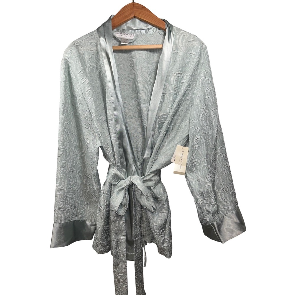 Morgan Taylor Intimates Midnight Ice Frosted Mint Robe Shawl Collar XL